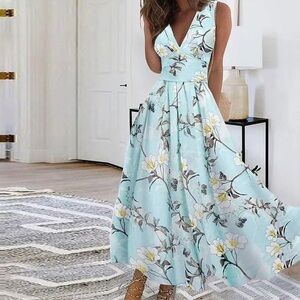 NEW Summer sleeveless flower print Maxi Dress Sz Small